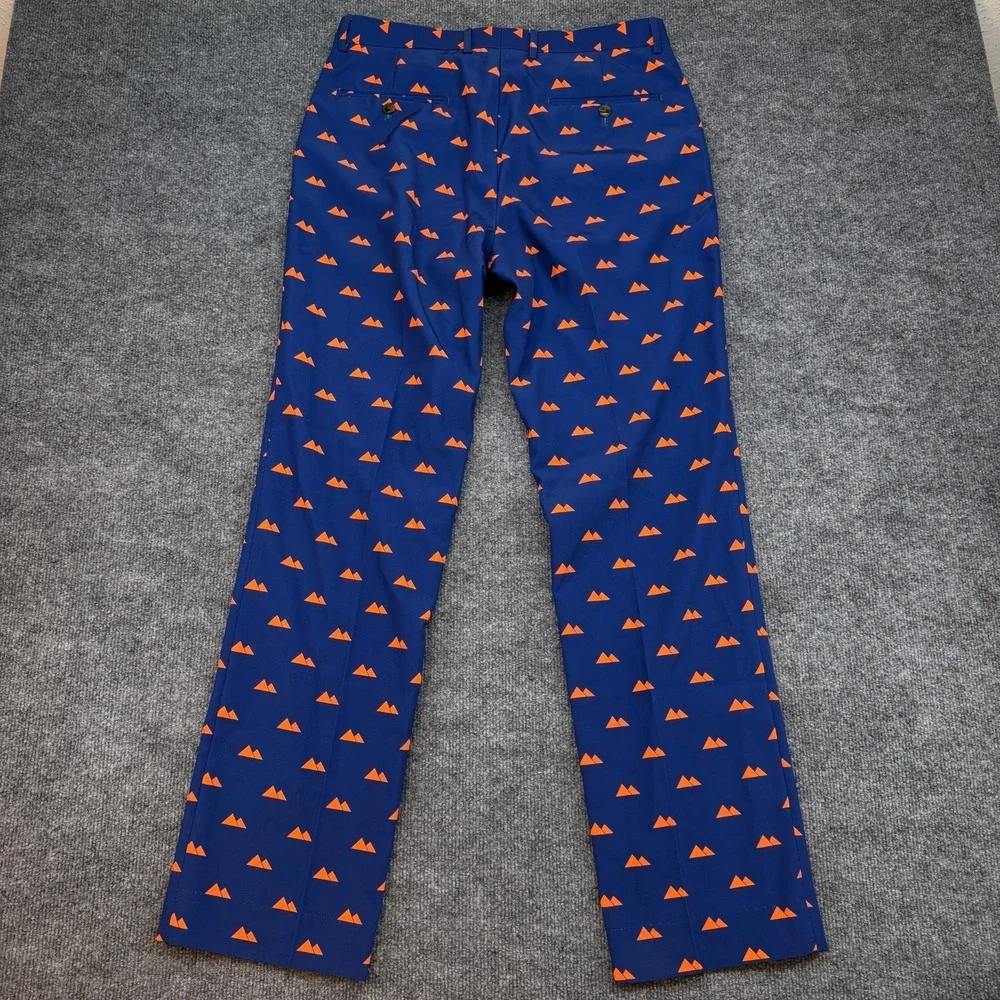 Shinesty Pants Men 32x32 Blue Orange Mountain Print Dress Pants Polyester